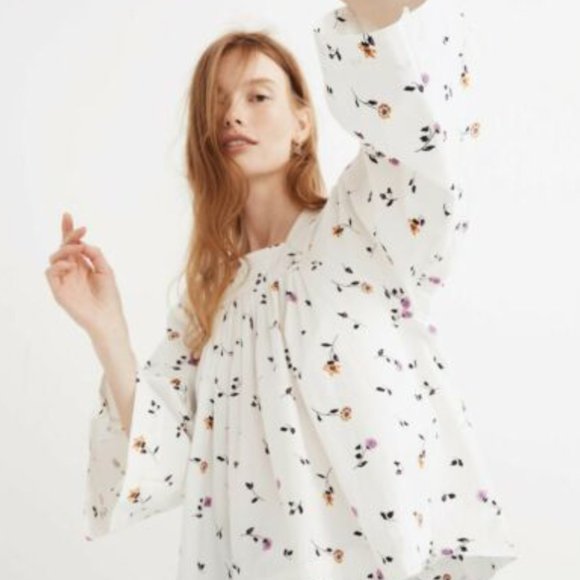 Madewell Tops - Madewell Sweet Blossoms White Floral Cotton Blouse Top Size Small - Worn Once